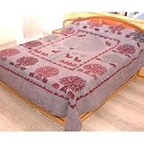 Tree of Life Hand Wooden Block Print Gudari Work Bedspread - Full / Queen Size 09 (Purple 09)