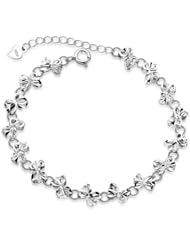 Honeystore Girls Buttery 925 Sterling Silver Link Bracelet Color White Length 7.5 inch