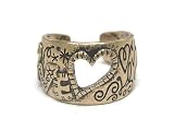 Goldtone Metal Heart Deco Adjustable Fashion Ring