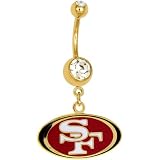 NFL Logo GOLD Double GEM Belly Ring - San Francisco 49ers