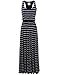 Awesome21 Line Striped Sleeveless Tank Racerback Long Maxi Dresses Navy Size L