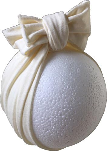 Baby Girl Turban Hats Cotton Bow Beanie (0-6 Months, White)