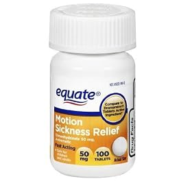 Equate - Motion Sickness 50 mg, 100 Tablets Anti-Vomiting/Nausea (Compare to Dramamine)