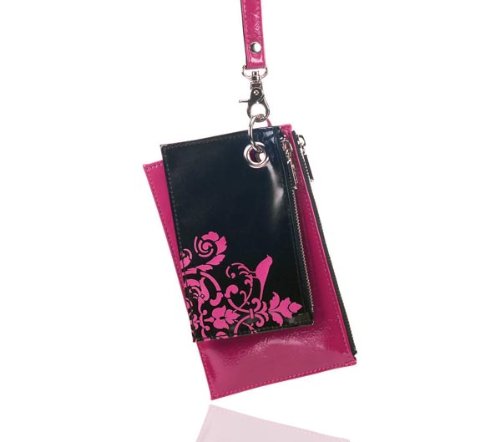 Glam Camera Cell Phone Case Wristlet in Pink Bird
