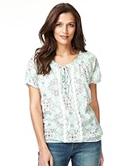 Indigo Collection Pure Cotton Abstract Print Gypsy Top