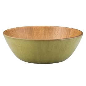 Paula Deen Signature Wood Small Salad Bowl with Curve Taper Wall, Green