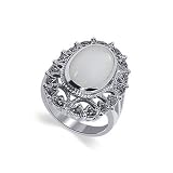 .925 Sterling Silver Band Marcasite Mother of Pearl Ring