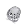Nickel Free Sterling Silver Oval Shaped 14mm x 17mm Mother of Pearl Polished Finished 3mm Marcasite Band Ring Size 9