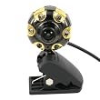 1.3MP Black and Gold Clip-On USB Webcam w/ Microphone