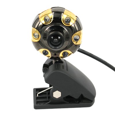 1.3MP Black and Gold Clip-On USB Webcam w Microphone