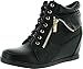 Top Moda Peter-30 Womens Lase Up High Top Hidden Wedge Sneaker Shoes