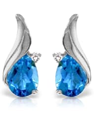 14K White Gold Twist Teardrop Blue Topaz Earrings