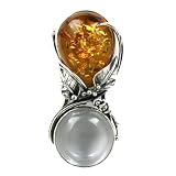 Baltic Honey Amber Sterling Silver New Age Classic Pin with a Magnifying Glass