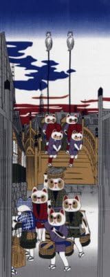 Manekineko NIHONBASHI Bridge Japanese Hand-Towel TENUGUI from Japan
