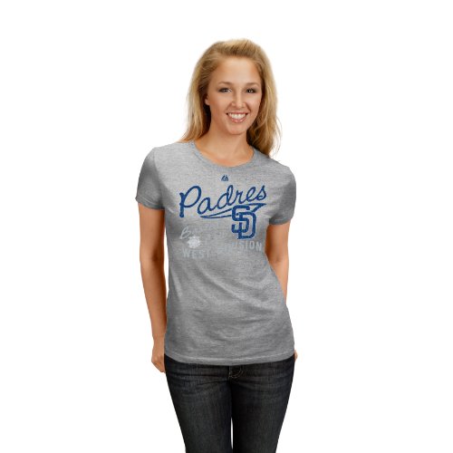 MLB San Diego Padres Women's Short Sleeve Crew Neck Tee (Steel Heather, Medium)