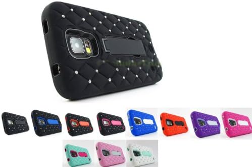 myLife Vibrant Red and Deep Midnight Black - Diamond Shock Suit Survivor Series (Built in Kickstand + Easy Grip Silicone) 3 Piece + 2 Layer Case for NEW Galaxy S5 (5g) Smartphone By Samsung (External Flex Silicone Bumper Gel + Internal 2 Piece Rubberized Snap Fitted Armor Protector + Shock Absorbing Material)