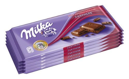Milka Zartherb, Tafelschokolade, 500g, 5er Pack (5 x 100 g)