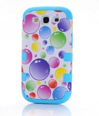 Cute Lovely Bubble Bubble Style Triple Layer Hybrid Impact Shock Proof Sports Combo Box Phone Case Cover for Samsung Galaxy S3 I9300 (blue)