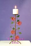 Rustic Metal Home Decor Large Daisy Pillar Stand Flower Power Centerpiece
