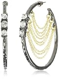 Beyond Rings "Enchanted" Gunmetal Chain and Cubic Zirconia with Hoop Earrings