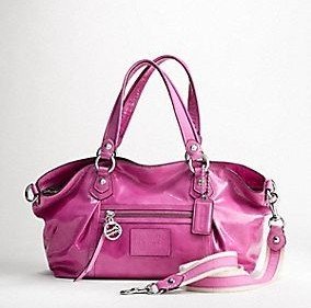 poppy by coach:Coach Poppy Patent Shiny Leather Rocket Convertible Satchel Bag Petal Pink - Coach 16726PNK