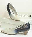 Extravaganter Comma Leder Pumps beige/dunkelblau