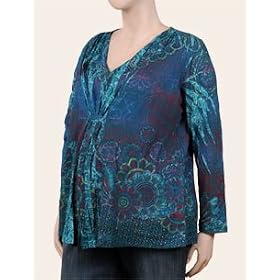 Motherhood Maternity: Plus Size Long Sleeve V-neck Burnout Maternity Shirt