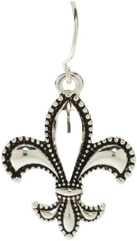 Earrings - Fleur De Lis Silver Tone Earrings - Kiki's Fleur De Lis Fun