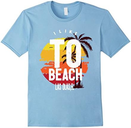 Men's Beach Shirt Saying T-Shirt I Like to Beach Las Olas Forida Medium Baby Blue
