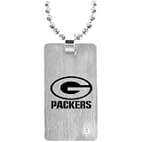 Team Titanium Green Bay Packers Steel Dog Tag with Cubic Zirconia Insert