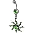 Green Crystal Aztec Sun Dangle Winter Sale Belly Navel Ring Body Jewelry