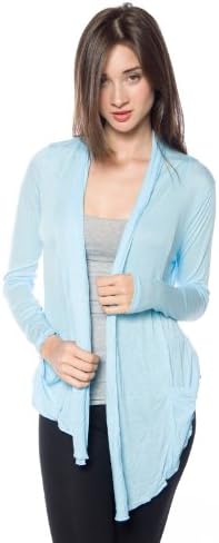 Ambiance Women's Basic Long Sleeve Drape Collar Cardigan