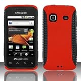 RED Hard Plastic Hybrid Rubber Case for Samsung Prevail M820 (Boost) + Car  ....