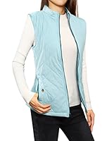 Allegra K Woman Stand Collar Zippered Quilted Padded Vest