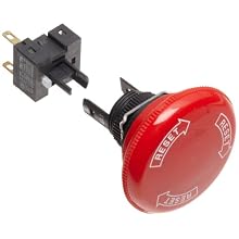 Omron A165E-M-01 Emergency Stop Operation Unit and Switch, Solder Terminal, IP65 Oil-Resistant, 16mm Mounting Aperture, Non-Lighted, Push-Lock Turn-Reset Operation, 30mm Diameter, Single Pole Single Throw Normally Closed Contacts