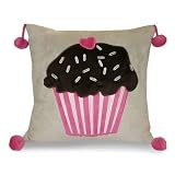 Thro Ltd. Cupcake Applique Pillow, Pink
