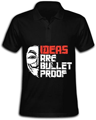 Men's Ideas Are Bulletproof V For Vendetta Printed Comfortable Modern Polo T Shirts