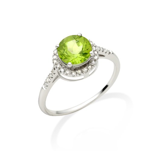 Miore Damen-Ring 375 Wei&szlig;gold runde Peridot Brillanten Gr. 56 (17.8) JM021R14WP Preisvergleich
