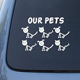 STICK PETS - Dog Cat Figures - Vinyl Decal Sticker 1649 | Vinyl Color: White