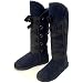 HOT Faux Fur Lined Laced BLACK Knee-High BOOTS 7