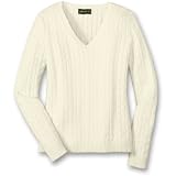 Long-Sleeve Cable-Knit V-Neck Sweater