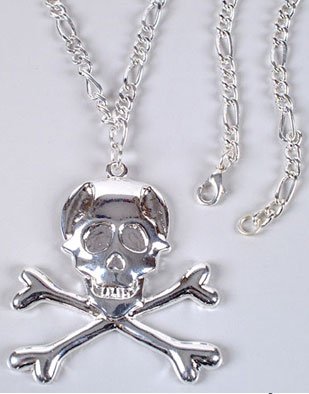 Click here to buy Gothic Slayer Vampire Skull Cross Bones Metal Necklace by BlockBusterCostumes.