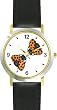 Two Lady Bugs with Spread Wings Kissing (Lady Bug or Lady Bird) - Ladybug - JP Animal - WATCHBUDDY&reg; DELUXE TWO-TONE THEME WATCH - Arabic Numbers - Black Leather Strap-Size-Women's Size-Small