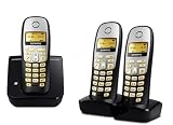 Siemens Gigaset A260 Trio, DECT schnurloses Telefon mit zwei zusätzlichen Mobilteilen incl. Ladeschale, schwarz