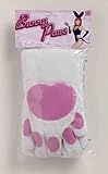 White And Pink Adult Costume Bunny Paw Gloves