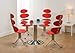 Large Round Glass Dining Table with Lazy Susan + 4 Red Swivel Chairs