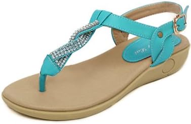 G Antini Women T-Strap Design Rhinestone Decor Open Toe Embellished Sandals