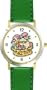 Easter Egg Basket Easter Theme - WATCHBUDDY� DELUXE TWO-TONE THEME WATCH - Arabic Numbers - Green Leather Strap-Children's Size-Small ( Boy's Size & Girl's Size )