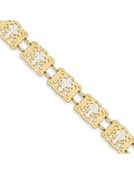 14k Yellow Gold & Rhodium Fancy Cross Bracelet