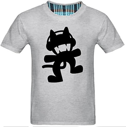 Sayings Men's Cute Monster Cat Cotton T-shirt (Gray Large)